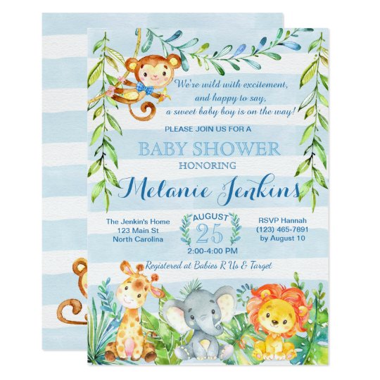 Boy Baby Shower Invitation Jungle Zazzle Boy Baby Shower Invitation Jungle