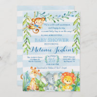 Boy Baby Shower Invitation, Jungle Baby Shower Invitation