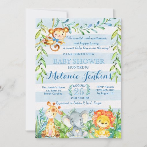 Boy Baby Shower Invitation, Jungle Baby Shower Invitation | Zazzle