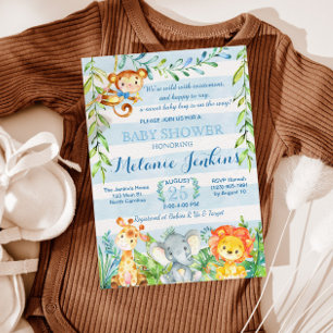 Boy Baby Shower Invitation, Jungle Baby Shower Invitation