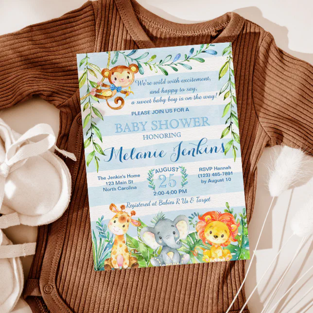 Boy Baby Shower Invitation, Jungle Baby Shower Invitation | Zazzle