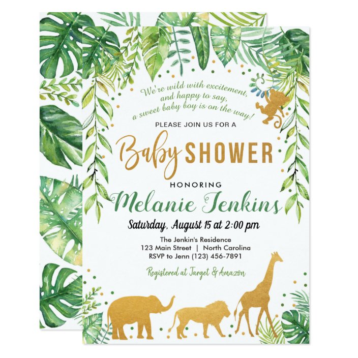 boy baby shower invitation, jungle baby shower invitation  zazzle