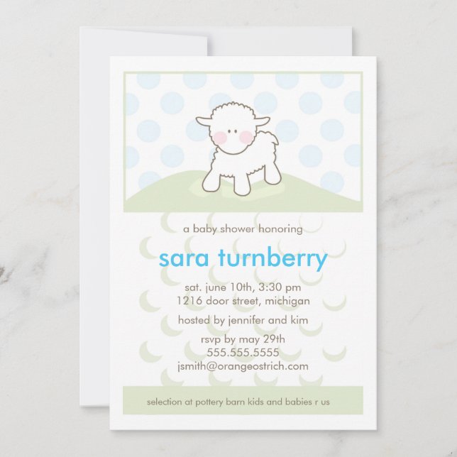 Boy Baby Shower Invitation - Little Lamb (Front)