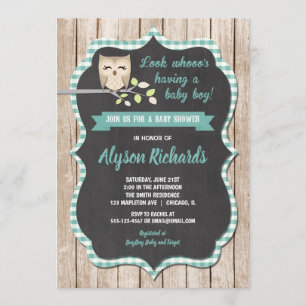Boy baby shower invitation, Owl baby shower Invitation