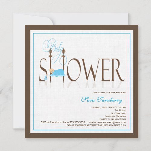 Boy Baby Shower Invitation - Sleeping Baby