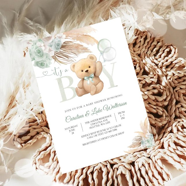 Boy Baby Shower Invitation Teddy Invitation (Creator Uploaded)