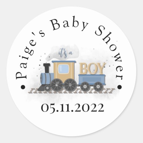 Boy Baby Shower Invitation  Train  Its A Boy Classic Round Sticker