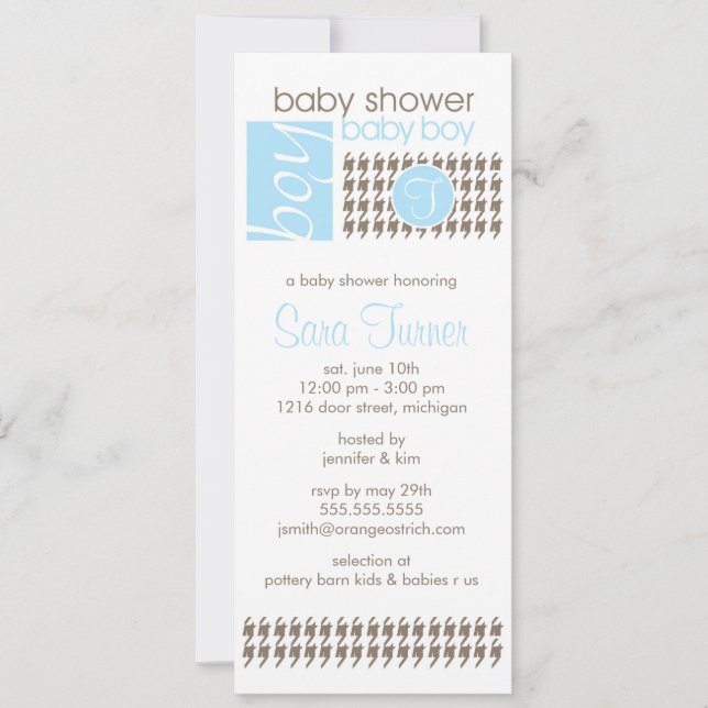 Boy Baby Shower Invitation - Trendy (Front)