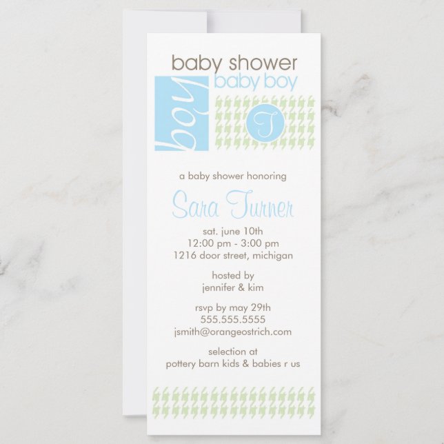 Boy Baby Shower Invitation - Trendy (Front)