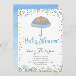 BOY Baby Shower Invitation umbrella