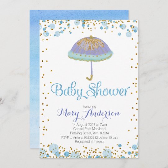 BOY Baby Shower Invitation umbrella