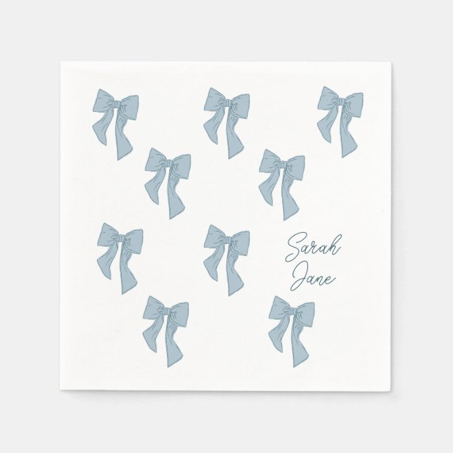 Boy Baby shower invitation with a bow Napkins (Front)