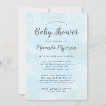 Boy Baby Shower Invitation With Book Request Poem by lemontreecards at Zazzle