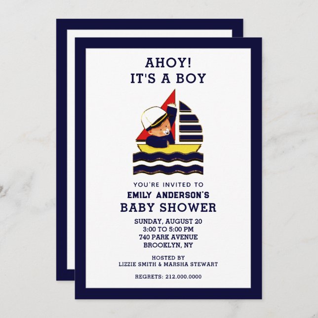 Boy Baby Shower Invitations (Front/Back)