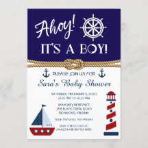 Boy Baby Shower Invitations, Nautical Shower