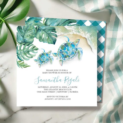 Boy Baby Shower Invitations Tropical Watercolor