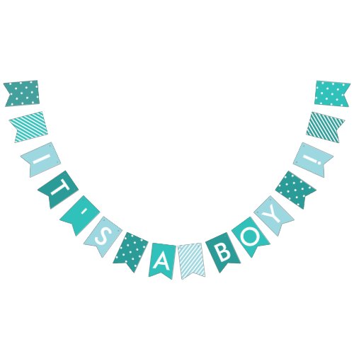 Boy Baby Shower Its A Boy Turquoise Blue Bunting Flags