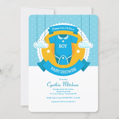 Boy Baby Shower Label Invitation