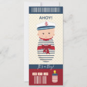 Boy Baby Shower Nautical Boarding Pass Ticket Invitation (Front)