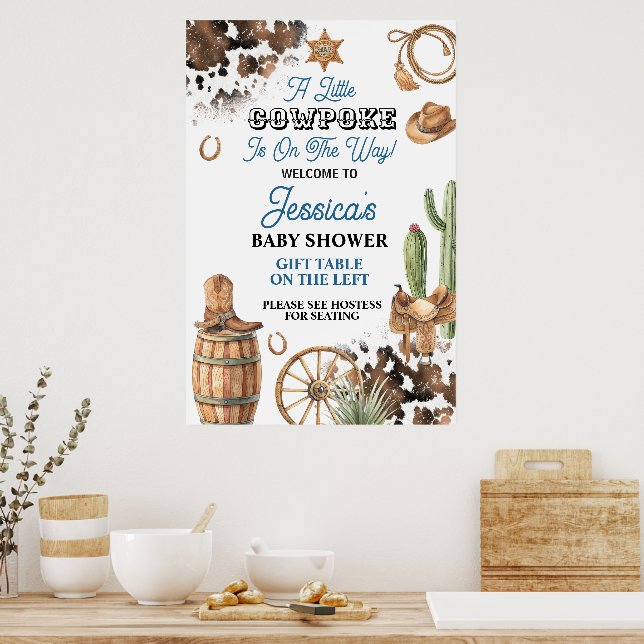 Boy Baby Shower Old West Theme Poster (Kitchen)