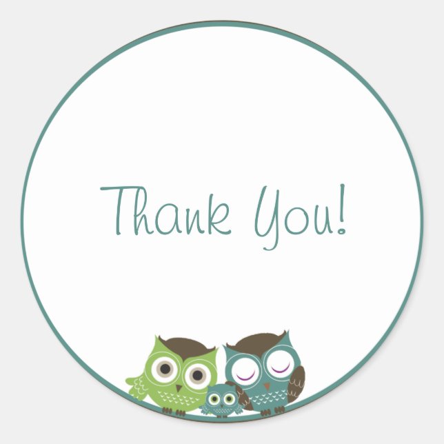 Boy Baby Shower Owl Sticker (Front)