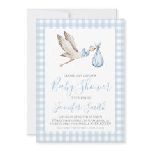 Boy Baby Shower Preppy Southern Blue Stork