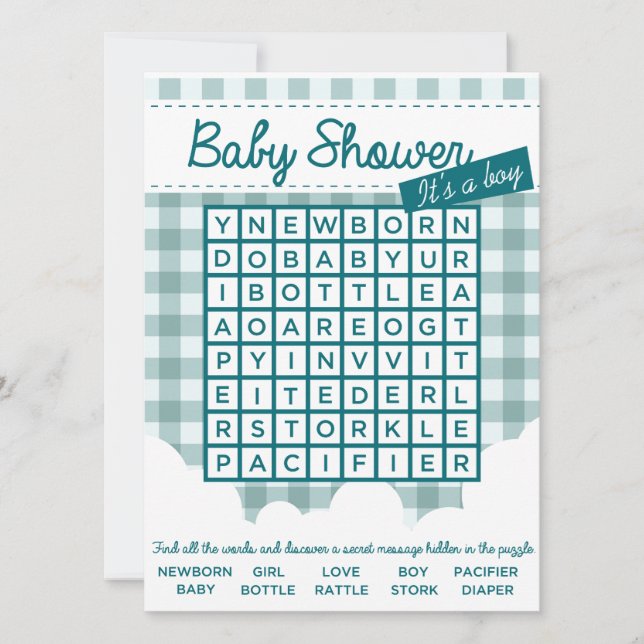 boy baby shower puzzle invitation (Front)