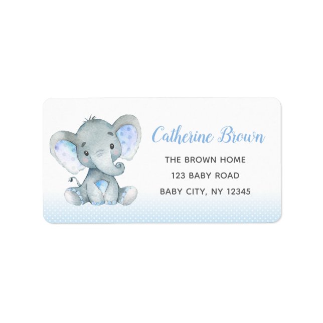Boy Baby Shower Return Address Labels (Elephant) (Front)