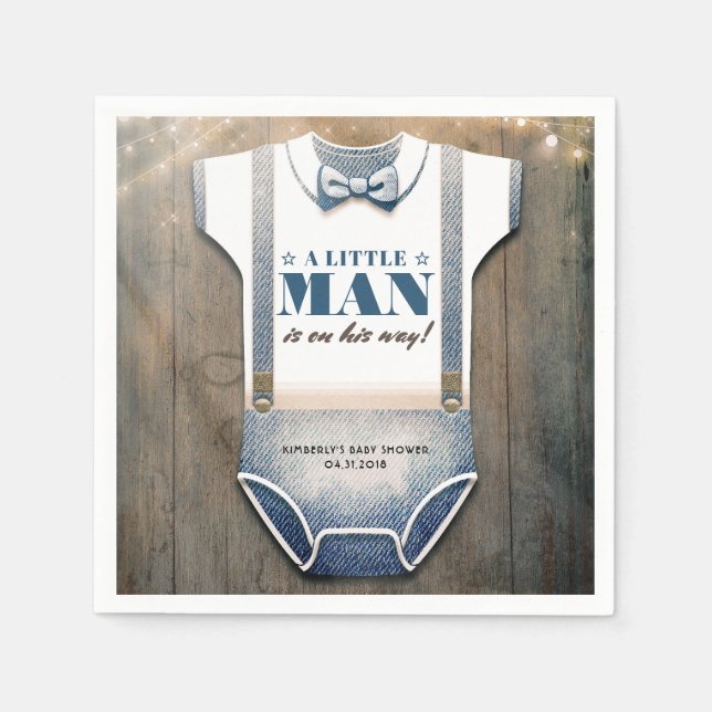 Boy Baby Shower Rustic Country Bodysuite Napkins (Front)