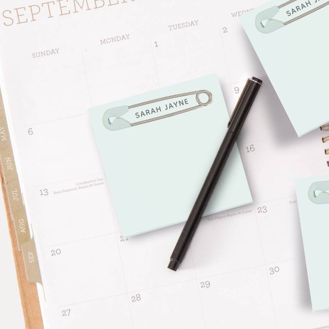 Boy Baby Shower Simple Blue Diaper Pin Post-it Notes (Creator Uploaded)