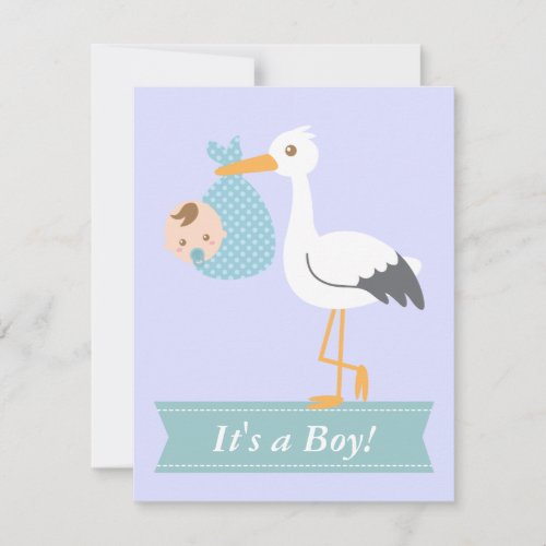 Boy Baby Shower _ Stork Delivers Cute Baby Boy Invitation