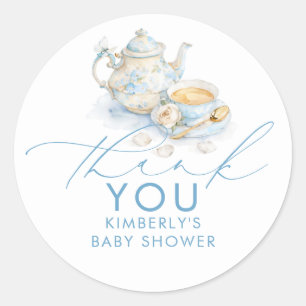 Boy Baby Shower Tea Party Thank You Favors Classic Round Sticker
