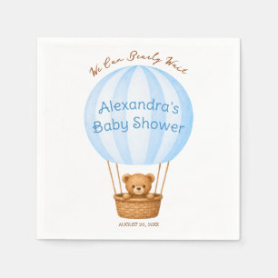 Boy Baby Shower Teddy Bear in Blue Hot Air Balloon Napkins