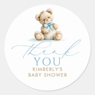 Boy Baby Shower Teddy Bear Thank You Favors Classic Round Sticker