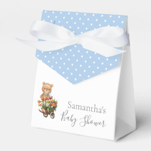 Boy BABY SHOWER Teddy Rustic Floral Blue Favor Box