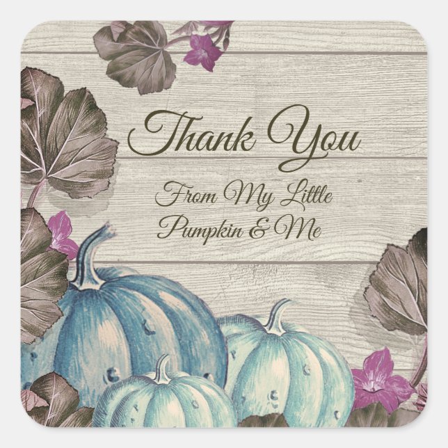 Boy Baby Shower Thank You Blue Pumpkin  Square Sticker (Front)