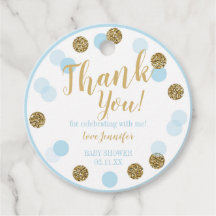 Boy Baby Shower Thank you Favor Tags Blue Gold