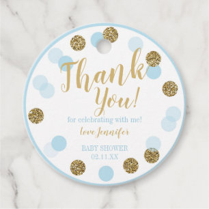 Boy Baby Shower Thank you Favor Tags Blue Gold