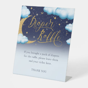 Boy Baby Shower Twinkle Little Star Diaper Raffle Pedestal Sign