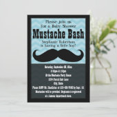 Boy Baby Shower Vintage Blue Mustache Bash Invitation (Standing Front)