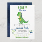 Boy Baby Shower Watercolor Dinosaur Invitation (Front/Back)