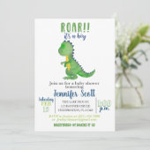 Boy Baby Shower Watercolor Dinosaur Invitation (Standing Front)