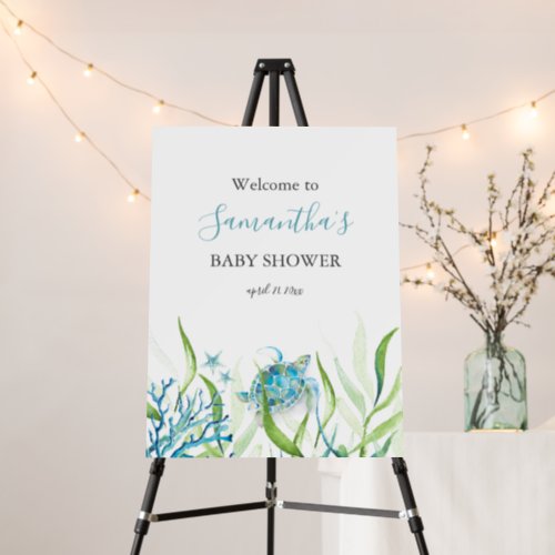 Boy Baby Shower Welcome Sign Sea Turtle Theme