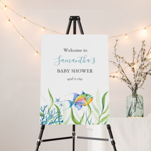 Boy Baby Shower Welcome Sign Tropical Fish Theme