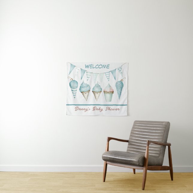 Boy Baby Shower Welcome Tapestry (In Situ (Horizontal))