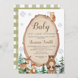 Boy Baby Shower Winter Animals Woodland Invitation