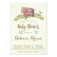 boy baby shower woodland forest bear cute card