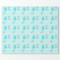 Cute Blue Teddy Bear Balloons Baby Boy Shower Wrapping Paper