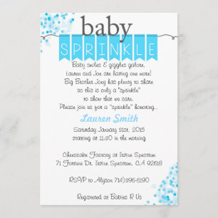 Boy Baby Sprinkle Invitations - Blue Baby Sprinkle
