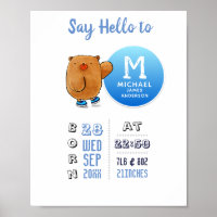 BOY BABY STATS Birth Details Announcement Keepsake Poster